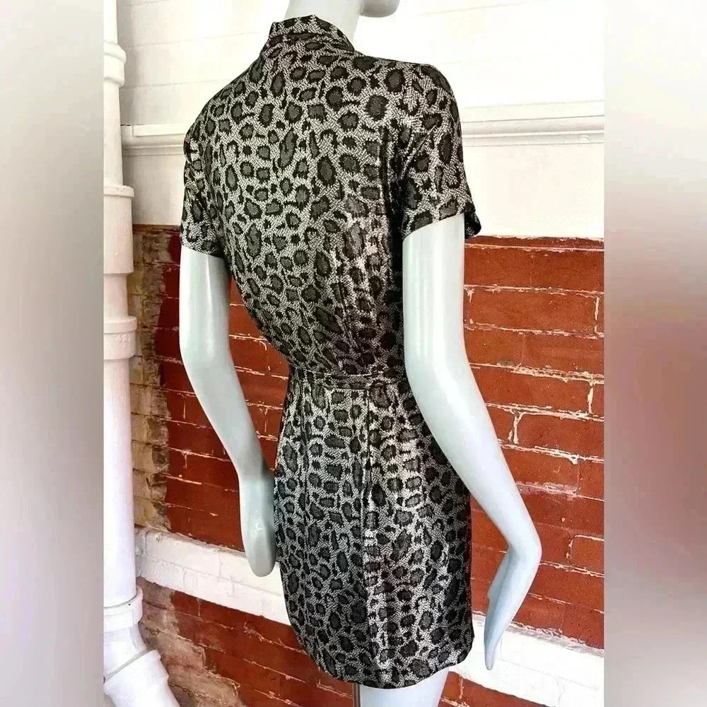 & Other Stories Silk Blend Metallic Anomal Print Mini Cocktail Dress Size 6 - Picture 6 of 16